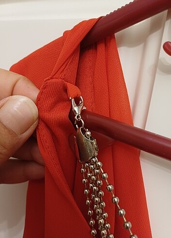 Nar çiçeği   şifon  abiye - Görsel 7