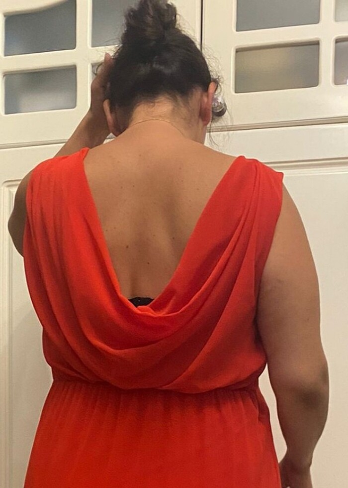 Nar çiçeği   şifon  abiye - Görsel 2