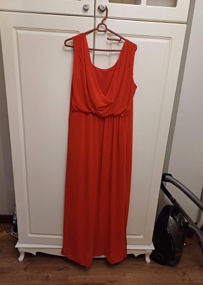 Nar çiçeği   şifon  abiye - Görsel 4