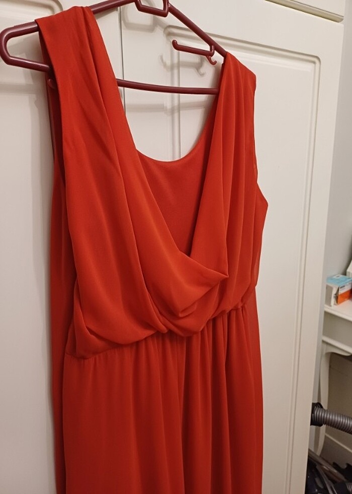 Nar çiçeği   şifon  abiye - Görsel 5