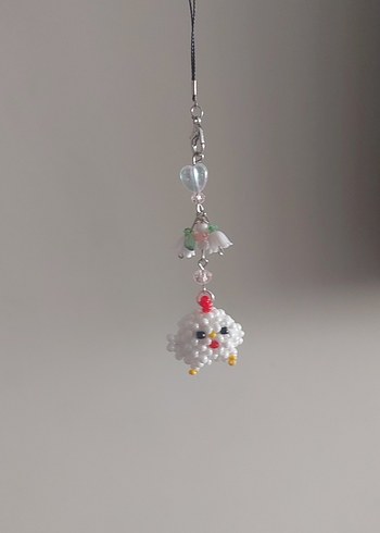 Boncuklu Beyaz Nakışlı Bohem Kadın Charm - Görsel 3