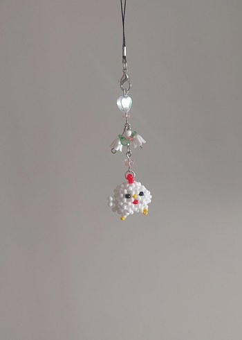 Boncuklu Beyaz Nakışlı Bohem Kadın Charm - Görsel 4