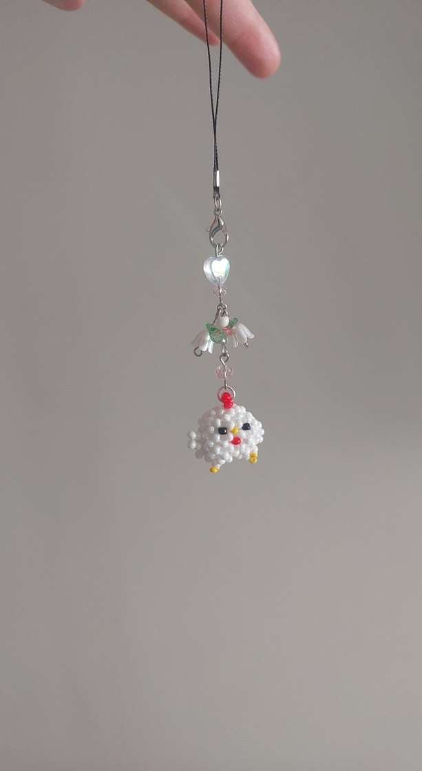 Boncuklu Beyaz Nakışlı Bohem Kadın Charm - Görsel 4