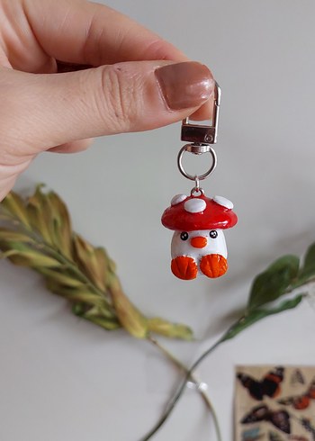 Renkli Püsküllü Mantar Anahtarlık - Görsel 2