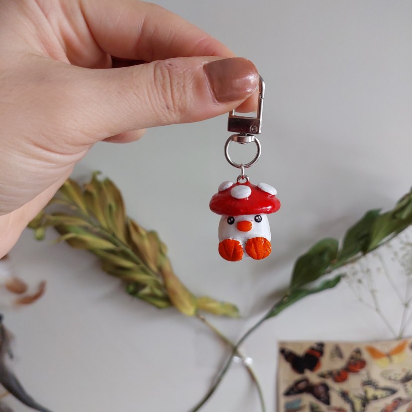 Renkli Püsküllü Mantar Anahtarlık - Görsel 2