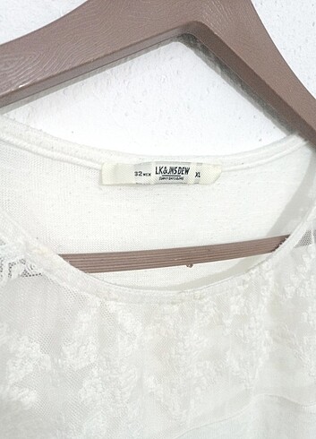 xl Beden beyaz Renk LK&JNS DEW KISA YARASA KOL DANTELLİ BLUZ
