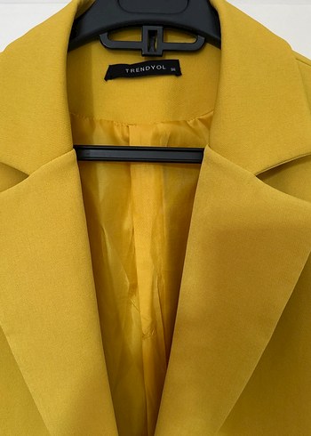 Sarı Kadın Süet Blazer Ceket - Görsel 2