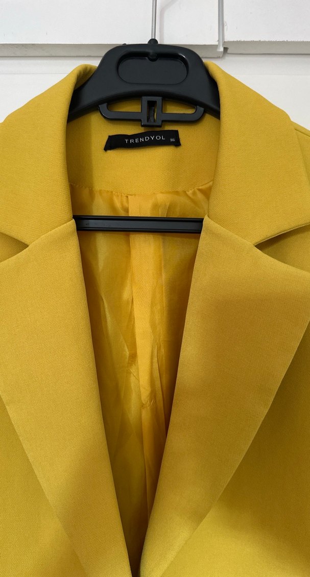 Sarı Kadın Süet Blazer Ceket - Görsel 2