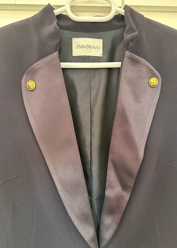 Düğmeli Mor Kadın Ofis Blazeri - Görsel 3