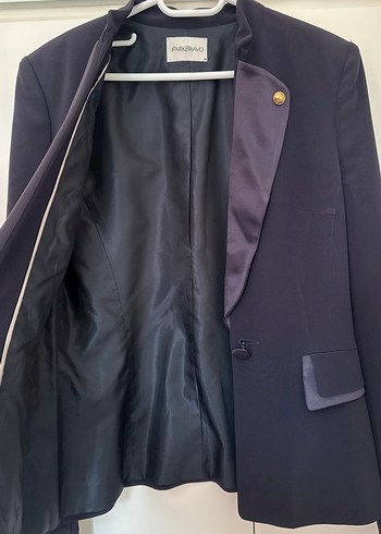 Düğmeli Mor Kadın Ofis Blazeri - Görsel 5