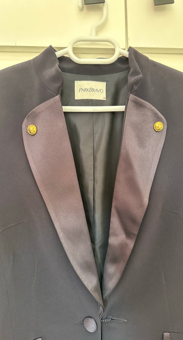 Düğmeli Mor Kadın Ofis Blazeri - Görsel 3