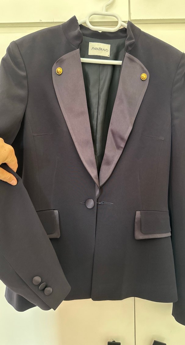 Düğmeli Mor Kadın Ofis Blazeri - Görsel 4