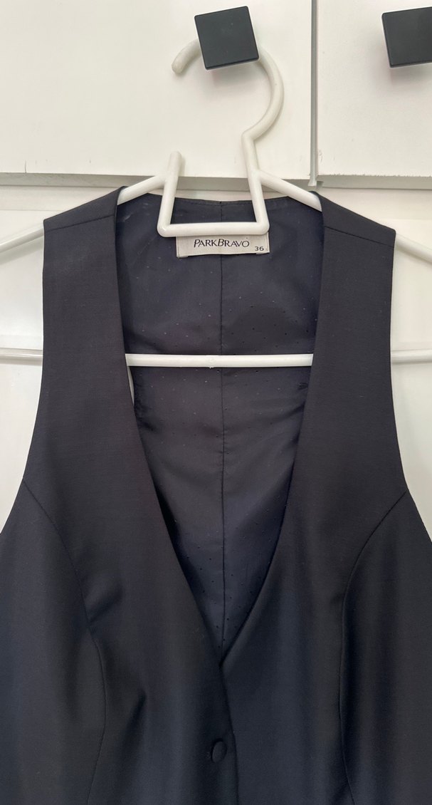 Düğmeli Lacivert Kadın Yelek - Görsel 2