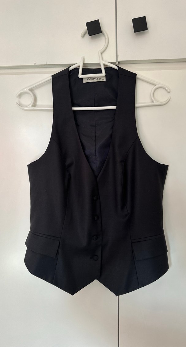 Düğmeli Lacivert Kadın Yelek - Görsel 3