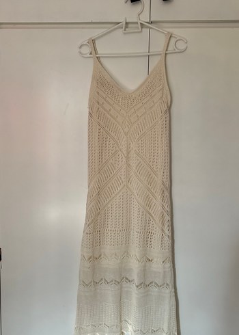 Bej Örgü Bohem Midi Elbise - Görsel 3