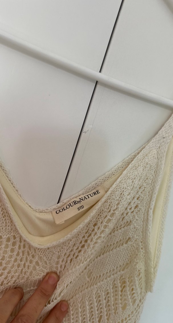 Bej Örgü Bohem Midi Elbise - Görsel 2