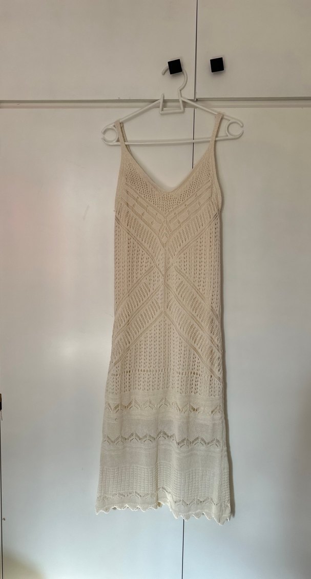 Bej Örgü Bohem Midi Elbise - Görsel 3