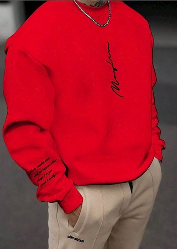 Diğer Canli Kirmizi Minimal Sweatshirt