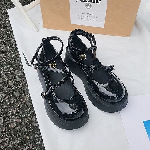 Japon Lolita Rugan Mary Jane Platform Ayakkabı