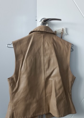 Bej Kadın Deri Ceket Düğmeli ve Normal Boy - Görsel 7