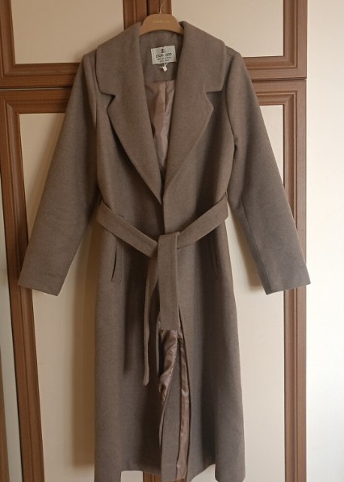 uzun kahve manto - Görsel 3