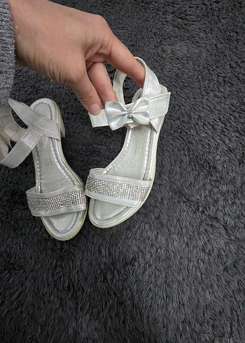 Beyaz Abiye Dolgu Topuklu çocuk Sandalet - Görsel 2