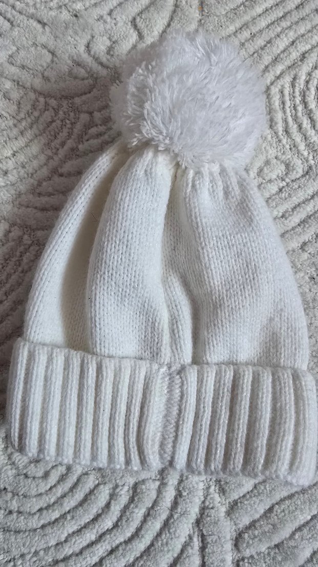 Beyaz Ponponlu Kadın Örgü Bere 7-10 yaş - Görsel 2