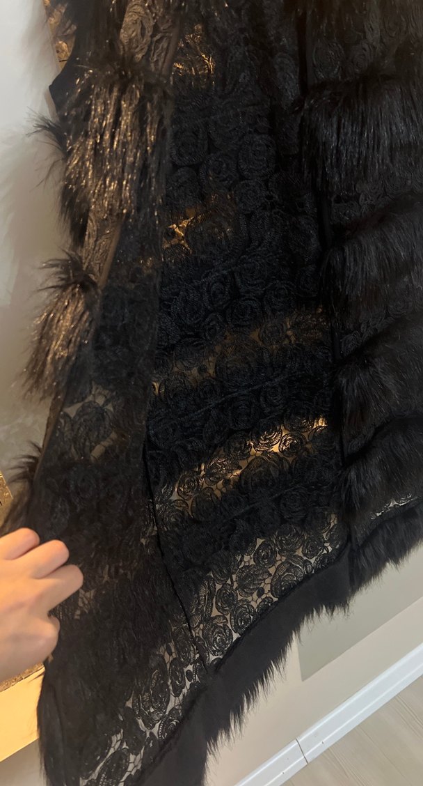 Siyah Kürklü Uzun Kadın Yelek - Görsel 5