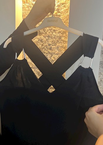 Drapeli Siyah Uzun V Yakalı Abiye Elbise - Görsel 4