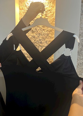 Drapeli Siyah Uzun V Yakalı Abiye Elbise - Görsel 3