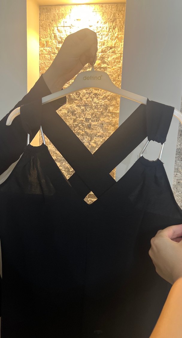 Drapeli Siyah Uzun V Yakalı Abiye Elbise - Görsel 4