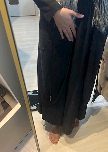 Mascara marka Kürk Yakalı Siyah Deri Kaban - Görsel 9