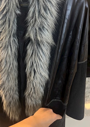 Mascara marka Kürk Yakalı Siyah Deri Kaban - Görsel 6