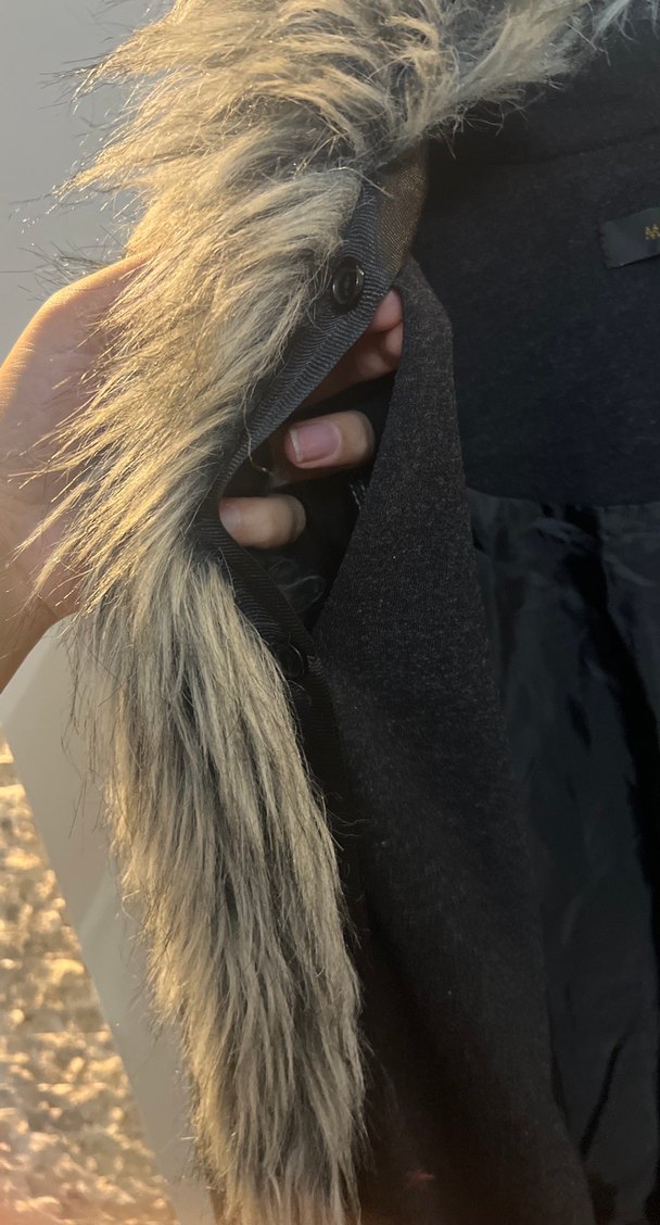 Mascara marka Kürk Yakalı Siyah Deri Kaban - Görsel 4