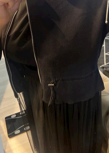 Siyah Pilili Uzun Kadın triko - Görsel 3