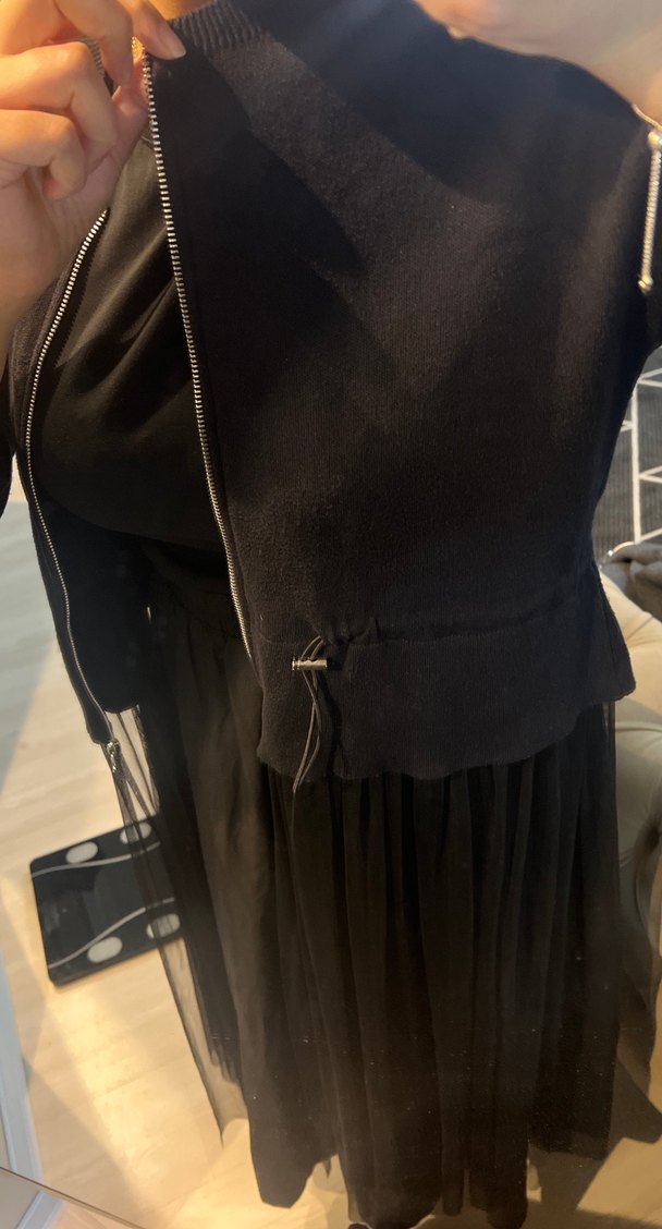 Siyah Pilili Uzun Kadın triko - Görsel 3