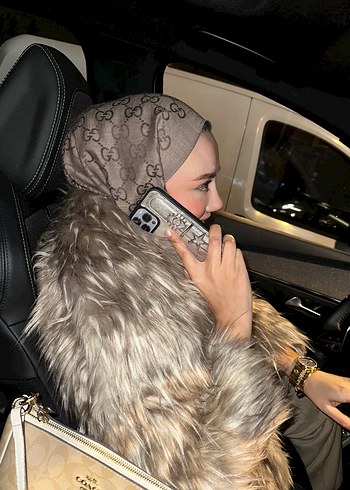 Kahverengi Etnik Desenli Uzun Kürklü Kadın Kaban - Görsel 3