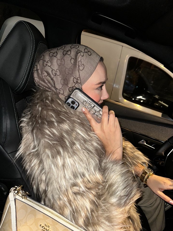 Kahverengi Etnik Desenli Uzun Kürklü Kadın Kaban - Görsel 3