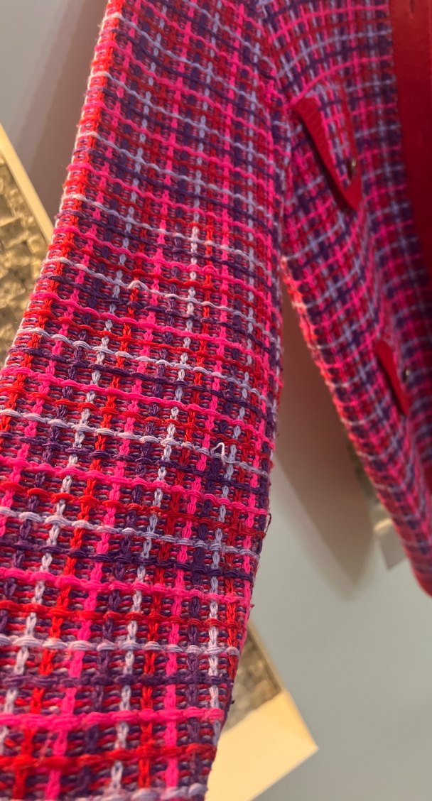 Düğmeli Bordo Kareli Kadın Hırka - Görsel 2