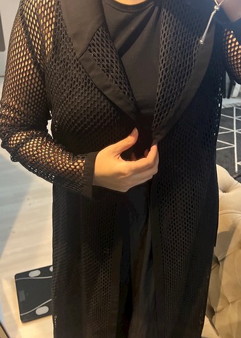 fileli model siyah uzun yelek tarzı - Görsel 2