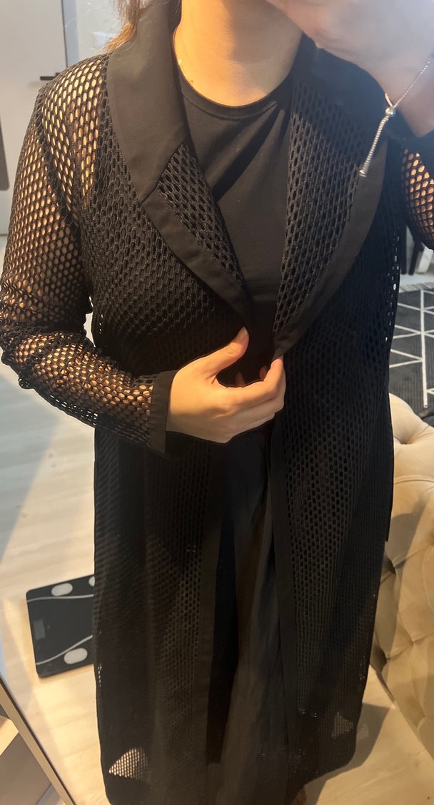 fileli model siyah uzun yelek tarzı - Görsel 2