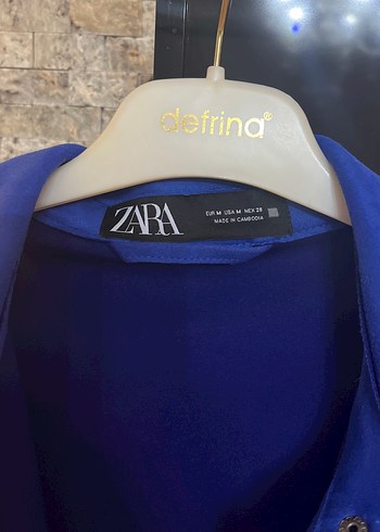 Zara marka Düğmeli Lacivert Süet Kadın Ceket - Görsel 3