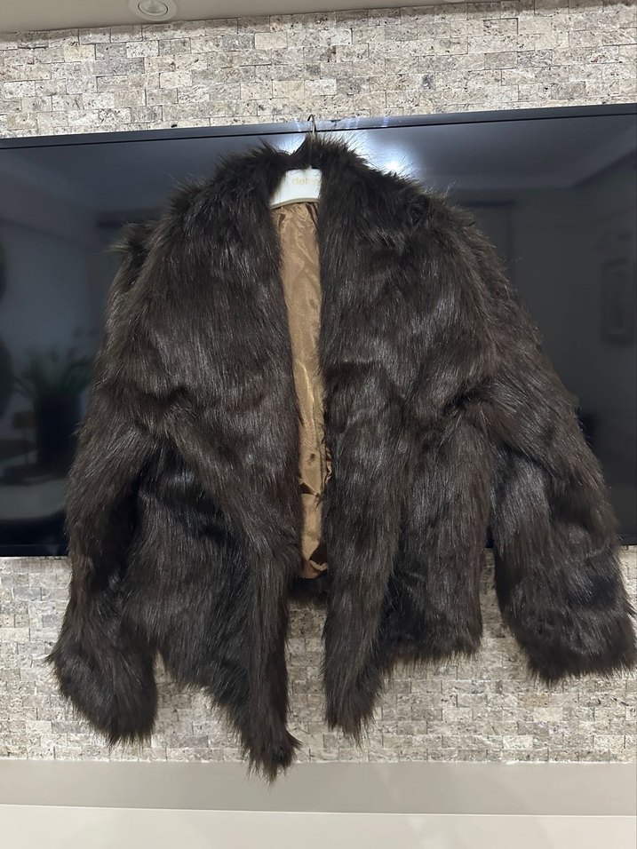 Siyah Kürklü Kadın Midi Mont - Görsel 4