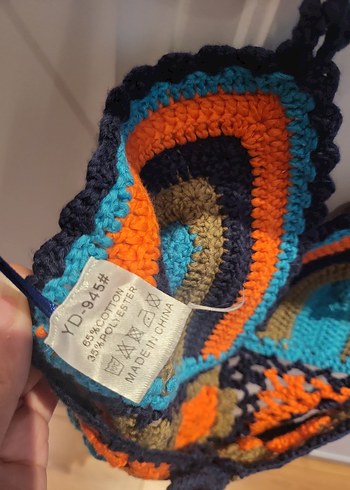 Renkli Örgü Straplez Bohem Mini Bustiyer - Görsel 6