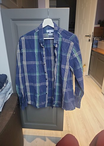 USPA Erkek Mavi Desenli Kısa Kollu Gömlek - Görsel 4