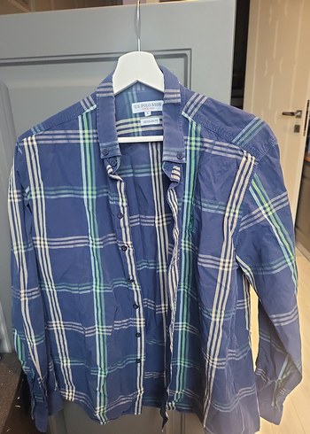 USPA Erkek Mavi Desenli Kısa Kollu Gömlek - Görsel 3