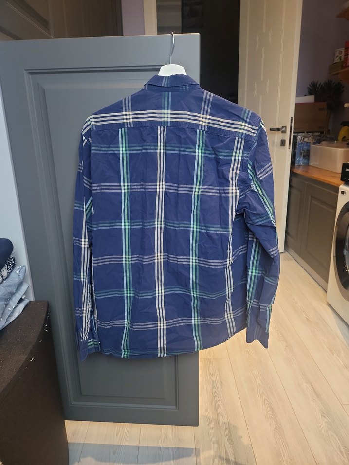 USPA Erkek Mavi Desenli Kısa Kollu Gömlek - Görsel 5