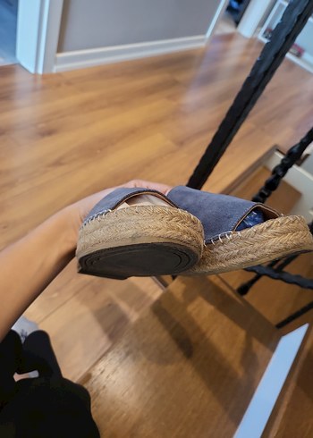 Mavi Süet Dolgu Topuklu Kadın Espadril - Görsel 5