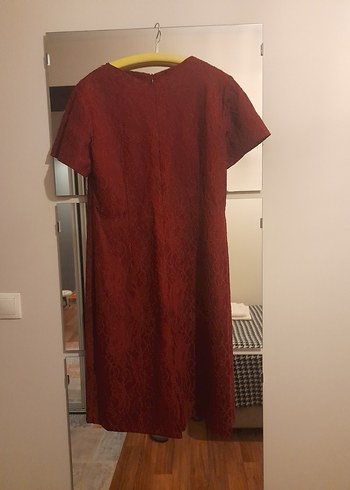 Dantel Detaylı Bordo Midi Triko Elbise - Görsel 5