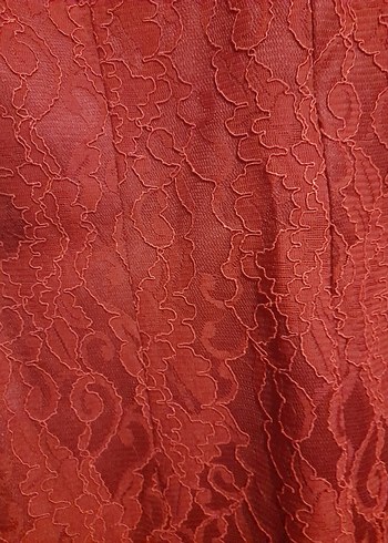 Dantel Detaylı Bordo Midi Triko Elbise - Görsel 4